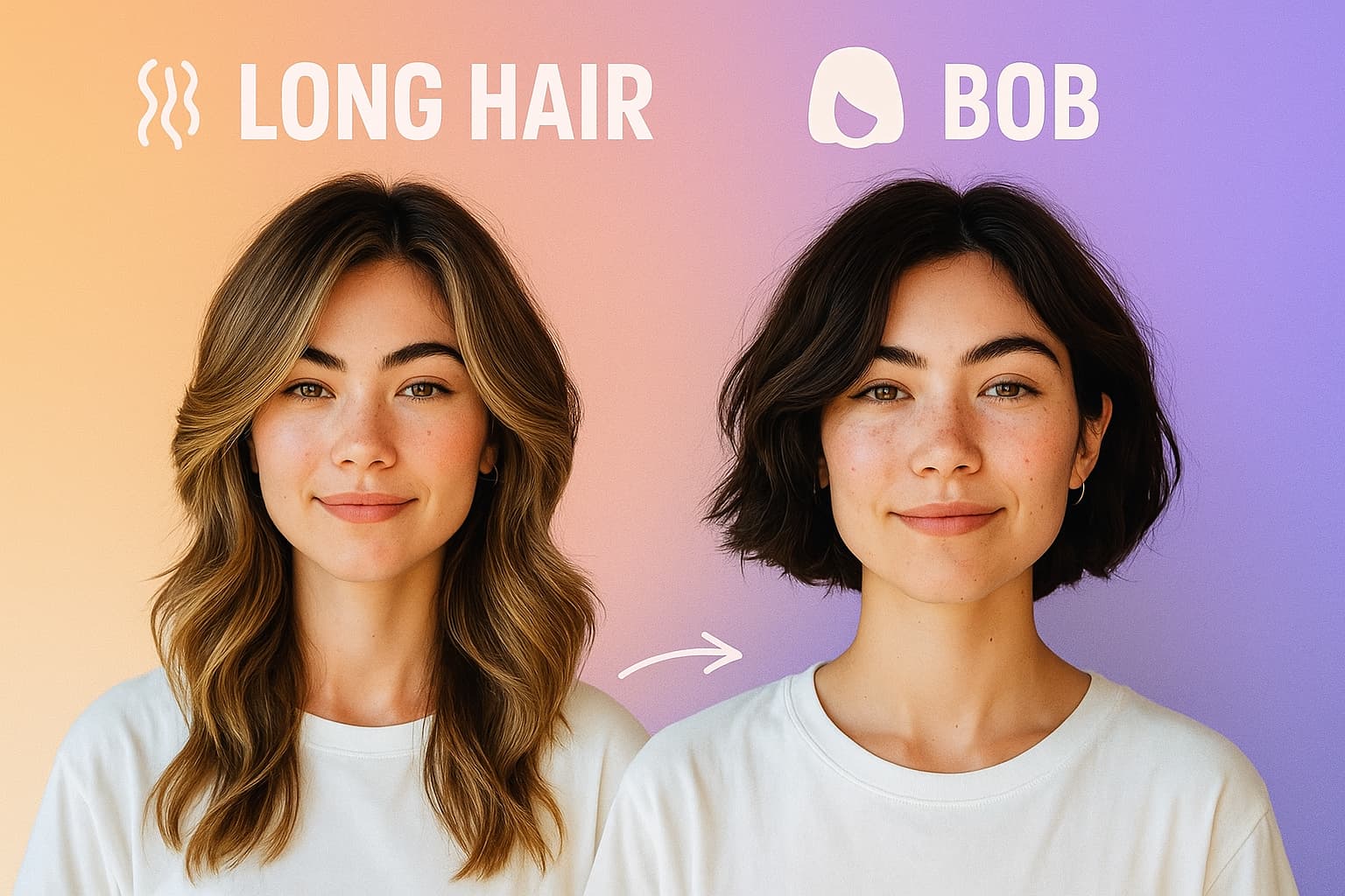 Change female hairstyle into short bob haircut for free