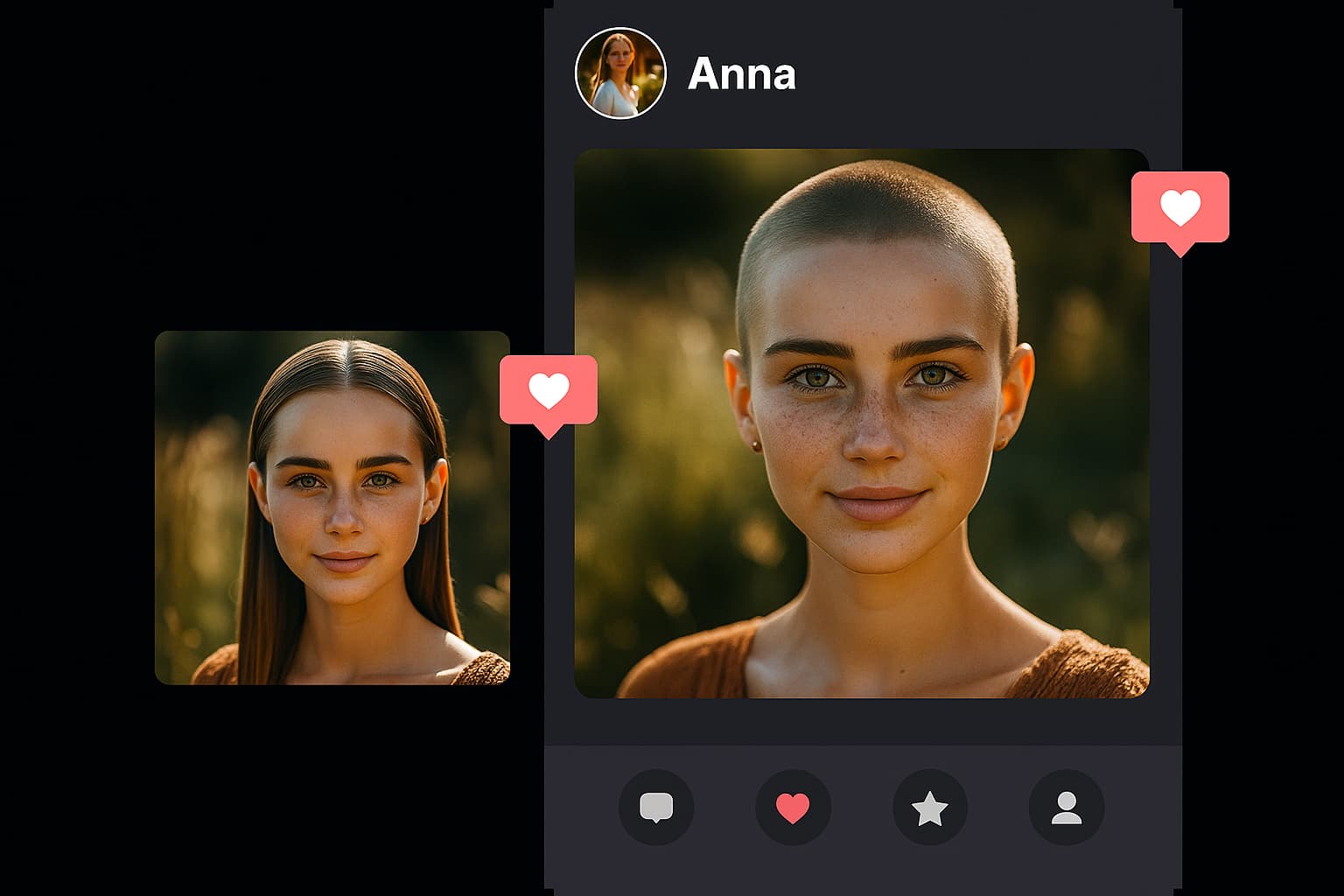 Post buzz cut portrait on Instagram