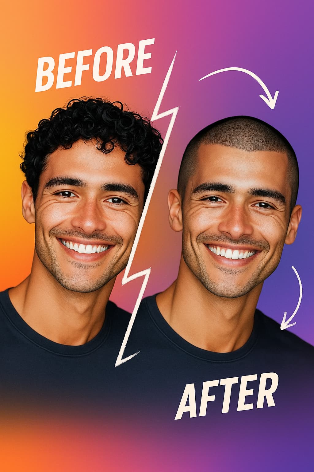 Transform male hairstyle into buzz cut
